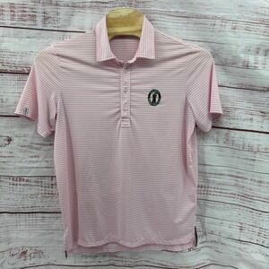 RLX Ralph Lauren Golf Polo Shirt Mens Large Pink White Stripe US‎ Open Pinehurst